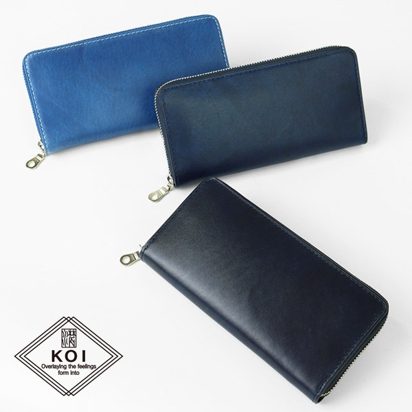 コーアイ KOI 長財布 ラウンドファスナー 藍染レザー メンズ レディース INDIGO SMOOTH 財布 本革 各色 ZYS-097 | ブランド [正規取扱店]