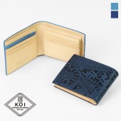 コーアイ KOI 二つ折り財布 藍染レザー メンズ レディース 藍染型押 ペイズリー 札入れ ミニ財布 本革 各色 ZYS-198 | ブランド [正規取扱店]
