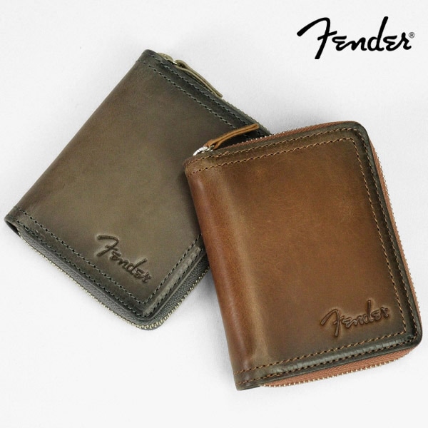 フェンダー Fender 二つ折り財布 サンバースト ロゴ ラウンドファスナー ミニ財布 メンズ レディース レザー 各色 950-503 | ブランド [正規取扱店]