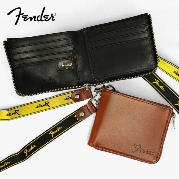 フェンダー Fender 二つ折り財布 モノグラムストラップ ギターピック付き L型ファスナー メンズ レディース レザー 各色 950-702 | ブランド [正規取扱店]