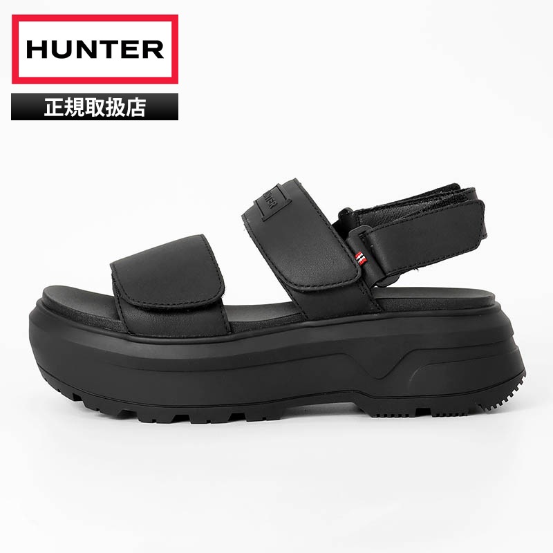 ハンター HUNTER サンダル メンズ レディース シティ リベル レザー ヒール ストラップ サンダル CITY REBEL LEATHER HEEL STRAP SANDAL ブラック BLACK 靴 UFD3110LEA-BLK | ブランド [正規取扱店]