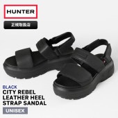ハンター HUNTER サンダル メンズ レディース シティ リベル レザー ヒール ストラップ サンダル CITY REBEL LEATHER HEEL STRAP SANDAL ブラック BLACK 靴 UFD3110LEA-BLK | ブランド [正規取扱店]