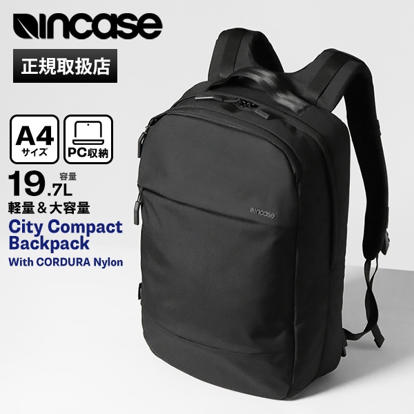インケース Incase バックパック City Compact Backpack With CORDURA Nylon シティコンパクト コーデュラナイロン デイパック リュックサック メンズ 19L ブラック INBP100652-BLK / 137211053001 | ブランド [正規取扱店]