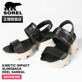 ソレル SOREL サンダル レディース キネティックインパクト スリングバック ヒールサンダル KINETIC IMPACT SLINGBACK HEEL SANDAL ブラック Black Chalk 靴 NL4951 012 | ブランド [正規取扱店]
