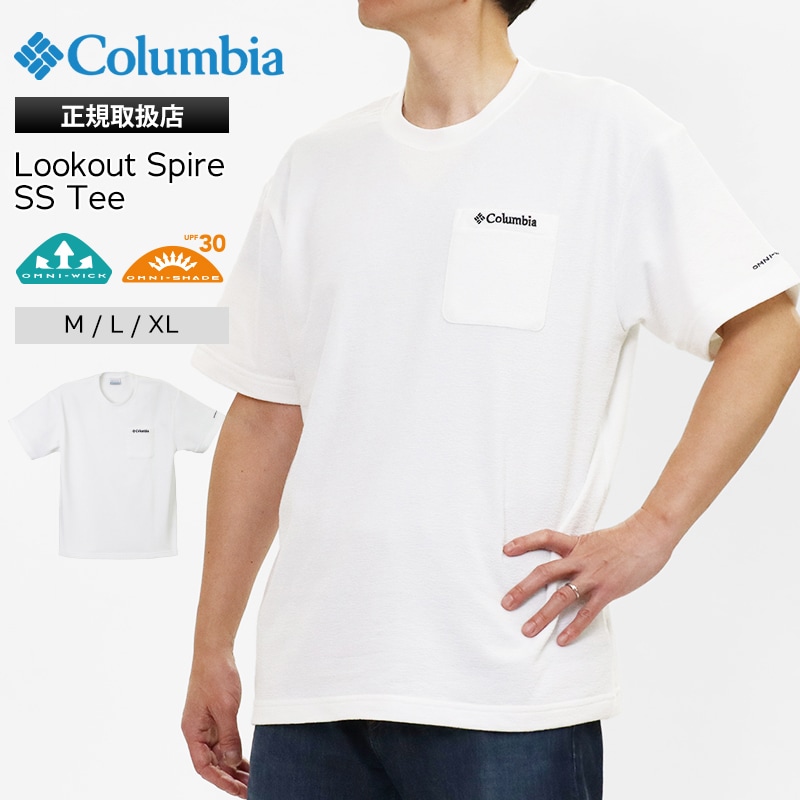 コロンビア Columbia Tシャツ 半袖 Lookout Spire SS Tee ルックアウト スパイア ショートスリーブ メンズ クルーネック 胸ポケット トップス 2026年春夏新作 2026SS 無地 ロゴ M/L/XL PG7856 125 Sea Salt | ブランド [正規取扱店]