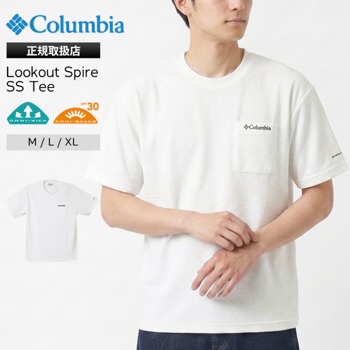 コロンビア Columbia Tシャツ 半袖 Lookout Spire SS Tee ルックアウト スパイア ショートスリーブ メンズ クルーネック 胸ポケット トップス 2026年春夏新作 2026SS 無地 ロゴ M/L/XL PG7856 125 Sea Salt | ブランド [正規取扱店]