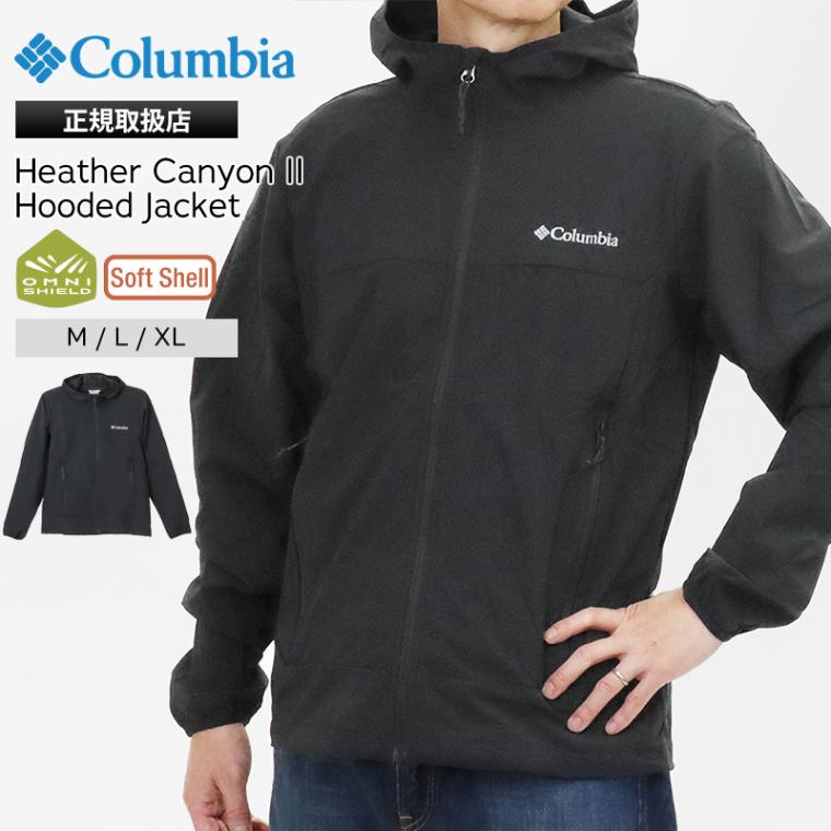 コロンビア Columbia ジャケット Heather Canyon II Hooded Jacket ヘザーキャニオン メンズ アウター ソフトシェル 撥水 M/L/XL 2026年春夏新作 2026SS ブラック WE1602 010 | ブランド [正規取扱店]