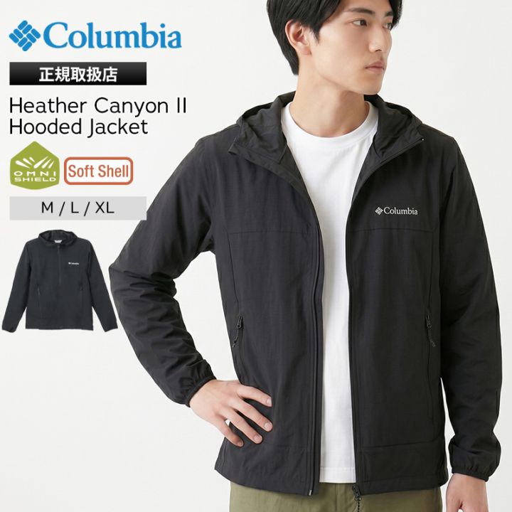 コロンビア Columbia ジャケット Heather Canyon II Hooded Jacket ヘザーキャニオン メンズ アウター ソフトシェル 撥水 M/L/XL 2026年春夏新作 2026SS ブラック WE1602 010 | ブランド [正規取扱店]
