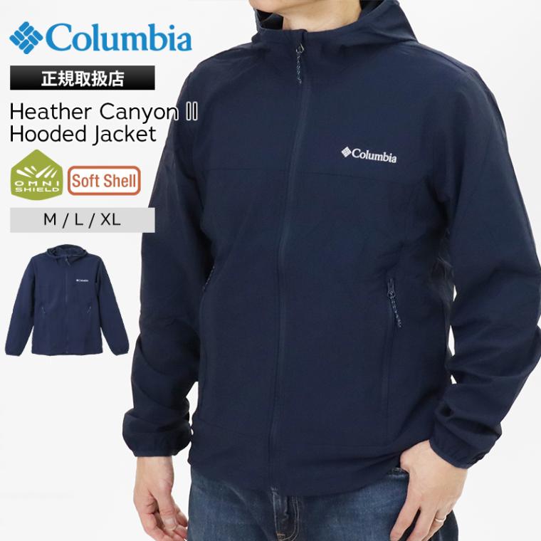 コロンビア Columbia ジャケット Heather Canyon II Hooded Jacket ヘザーキャニオン メンズ アウター ソフトシェル 撥水 M/L/XL 2026年春夏新作 2026SS ネイビー WE1602 464 | ブランド [正規取扱店]