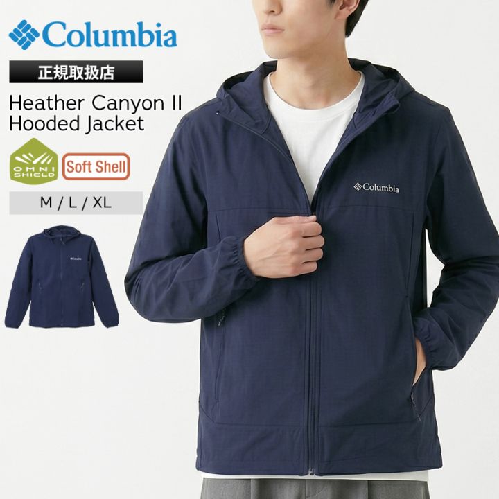 コロンビア Columbia ジャケット Heather Canyon II Hooded Jacket ヘザーキャニオン メンズ アウター ソフトシェル 撥水 M/L/XL 2026年春夏新作 2026SS ネイビー WE1602 464 | ブランド [正規取扱店]