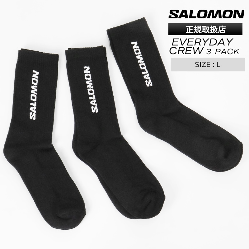 サロモン SALOMON ソックス EVERYDAY CREW 3-PACK 3足セット メンズ 靴下 2026年春夏新作 2026SS ロゴ ブラック LC2086100 | ブランド [正規取扱店]