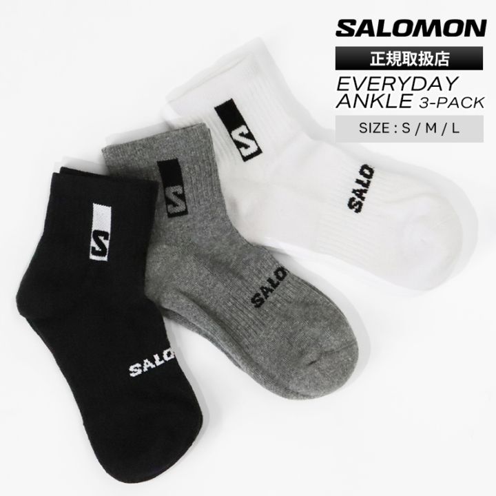 サロモン SALOMON ソックス EVERYDAY ANKLE 3-PACK 3足セット メンズ レディース 靴下 アンクル くるぶし 2026年春夏新作 2026SS ロゴ S/L ブラック ホワイト グレー LC2086700 | ブランド [正規取扱店]
