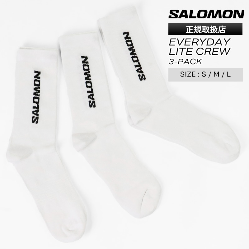 サロモン SALOMON ソックス EVERYDAY LITE CREW 3-PACK 3足セット メンズ レディース 靴下 2026年春夏新作 2026SS ロゴ S/M/L ホワイト LC2911600 | ブランド [正規取扱店]