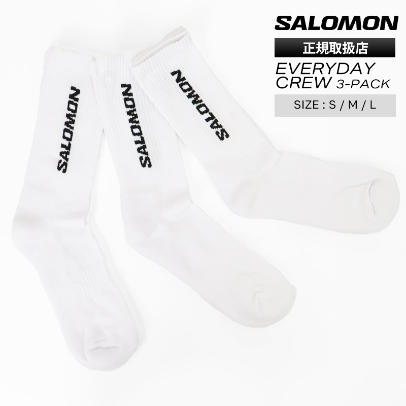 サロモン SALOMON ソックス 靴下 EVERYDAY CREW 3-PACK 3足セット メンズ レディース 2026年春夏新作 2026SS ロゴ S/M/L ホワイト LC2086000 | ブランド [正規取扱店]