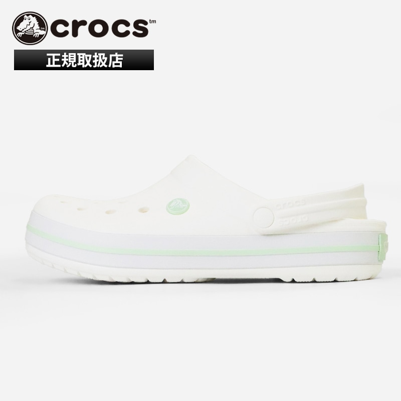 クロックス crocs サンダル クロックバンド クロッグ Crocband Clog 軽量 定番 コンフォートサンダル メンズ レディース 靴 オフィス 上履き ホワイト 11016-100 1YL White/Serene Green | ブランド [正規取扱店]