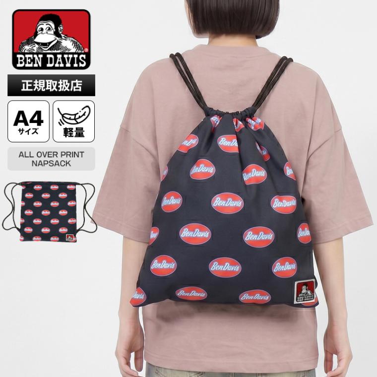 ベンデイビス BEN DAVIS ナップサック ALL OVER PRINT NAPSACK ドローサック ジムサック リュック 巾着バッグ  メンズ レディース スクバ 通学 サブバッグ 軽量 総柄 オーバルロゴ 2026SS 新作 BDW-8468 | ブランド [正規取扱店]