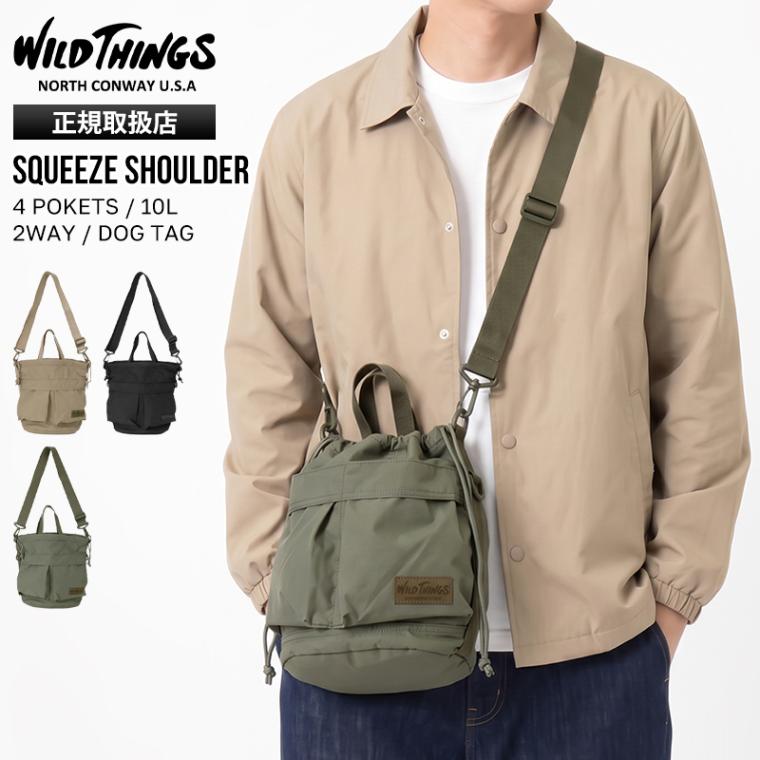 ワイルドシングス WILD THINGS ショルダーバッグ SQUEEZE SHOULDER スクイーズショルダー 10L ミリタリー 2WAY 巾着バッグ ヘルメットバッグ メンズ レディース 斜め掛け ロゴ 2026年秋冬 新作 W7020 | ブランド [正規取扱店]