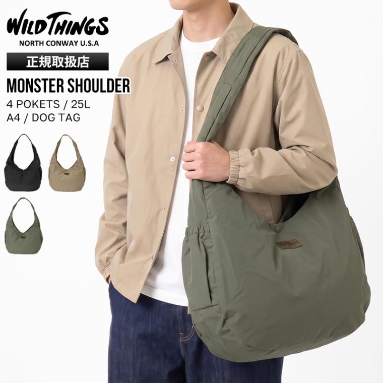 ワイルドシングス WILD THINGS ショルダーバッグ MONSTER SHOULDER モンスター ショルダー 25L ミリタリー 大型 大容量 モンスターパーカー メンズ レディース 斜め掛け ロゴ 2026年秋冬 新作 W7021 | ブランド [正規取扱店]