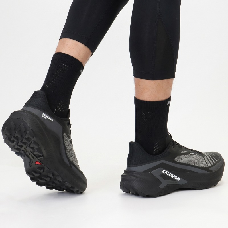 サロモン SALOMON スニーカー メンズ レディース ジェネシス ワイド GENESIS 2 WIDE トレイルランニングシューズ ジョギング トレラン ランニング アウトドア 靴 2026年秋冬 新作 ブラック L45388500 | ブランド [正規取扱店]
