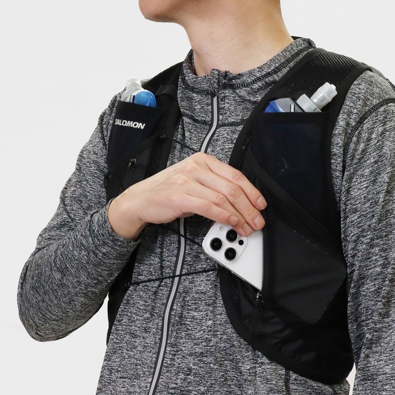 サロモン SALOMON ランニングベスト ユニセックス ACTIVE SKIN 12 フラスク付 トレイルランニング リュック バックパック ハイドレーションバッグ 2026SS M/L 12L LC2177400 ブラック メタル | ブランド [正規取扱店]