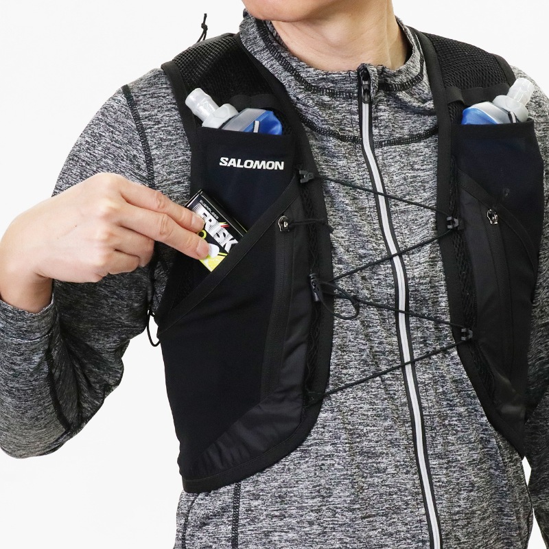 サロモン SALOMON ランニングベスト ユニセックス ACTIVE SKIN 12 フラスク付 トレイルランニング リュック バックパック ハイドレーションバッグ 2026SS M/L 12L LC2177400 ブラック メタル | ブランド [正規取扱店]