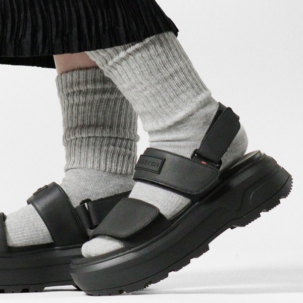 ハンター HUNTER サンダル メンズ レディース シティ リベル レザー ヒール ストラップ サンダル CITY REBEL LEATHER HEEL STRAP SANDAL ブラック BLACK 靴 UFD3110LEA-BLK | ブランド [正規取扱店]