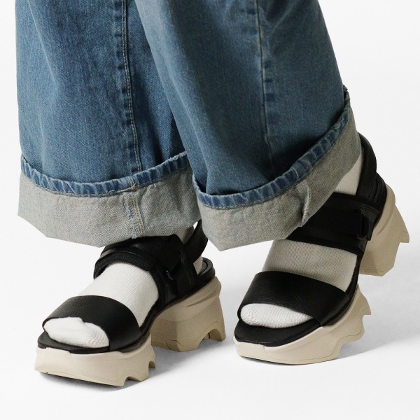 ソレル SOREL サンダル レディース キネティックインパクト スリングバック ヒールサンダル KINETIC IMPACT SLINGBACK HEEL SANDAL ブラック Black Chalk 靴 NL4951 012 | ブランド [正規取扱店]