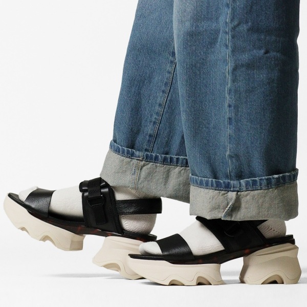 ソレル SOREL サンダル レディース キネティックインパクト スリングバック ヒールサンダル KINETIC IMPACT SLINGBACK HEEL SANDAL ブラック Black Chalk 靴 NL4951 012 | ブランド [正規取扱店]