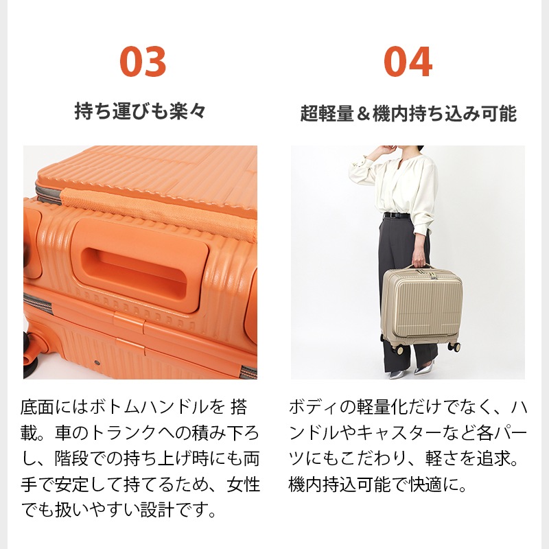 イノベーター innovator スーツケース 33L Sサイズ フロントオープン ビジネスキャリー 4輪 機内持ち込み 1泊 2泊 各色 INV20 | ブランド [正規取扱店]