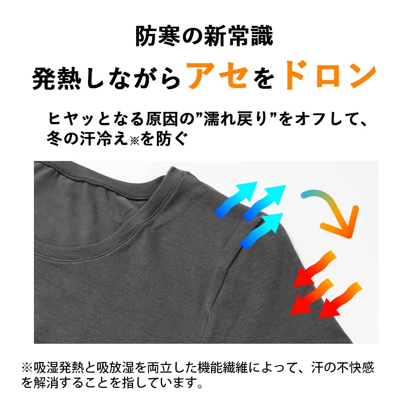 グンゼ GUNZE インナー レディース ファイヤーアセドロン 婦人 長袖インナー 中厚生地 汗冷え防止 秋冬 あったか 裏起毛 厚手 女性 下着 肌着 M/L チャコールグレー MH0046P 94 | ブランド [正規取扱店]