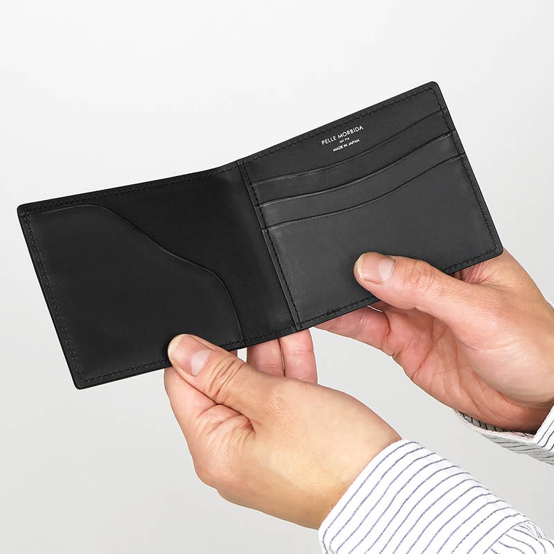 ペッレモルビダ PELLE MORBIDA 二つ折り財布 Barca バルカ メンズ コンパクトウォレット レザー ブラック PMO-BA729 | ブランド [正規取扱店]