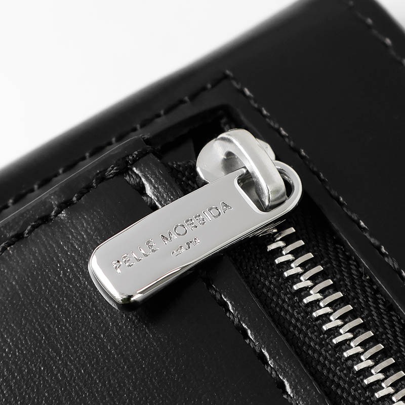 ペッレモルビダ PELLE MORBIDA 二つ折り財布 Barca バルカ メンズ コンパクトウォレット レザー ブラック PMO-BA729 | ブランド [正規取扱店]