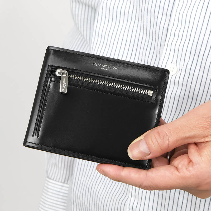 ペッレモルビダ PELLE MORBIDA 二つ折り財布 Barca バルカ メンズ コンパクトウォレット レザー ブラック PMO-BA729 | ブランド [正規取扱店]