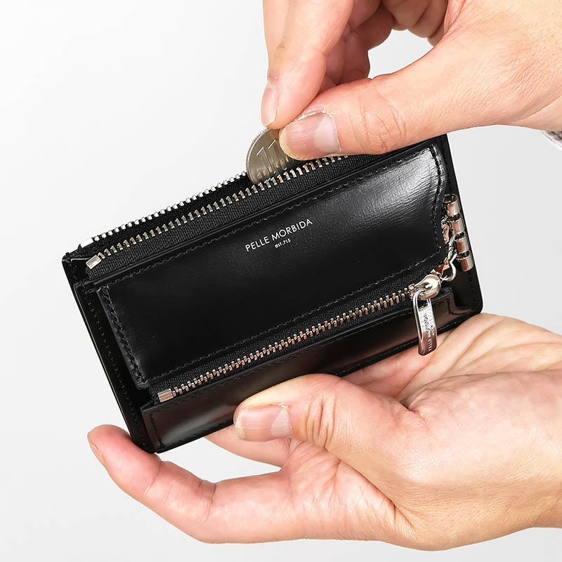 ペッレモルビダ PELLE MORBIDA 小銭入れ Barca バルカ メンズ コインケース コンパクトウォレット レザー ブラック PMO-BA736 | ブランド [正規取扱店]