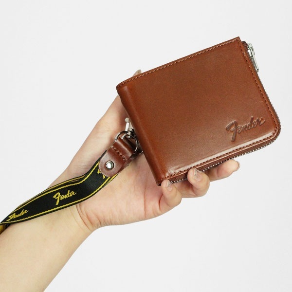 フェンダー Fender 二つ折り財布 モノグラムストラップ ギターピック付き L型ファスナー メンズ レディース レザー 各色 950-702 | ブランド [正規取扱店]