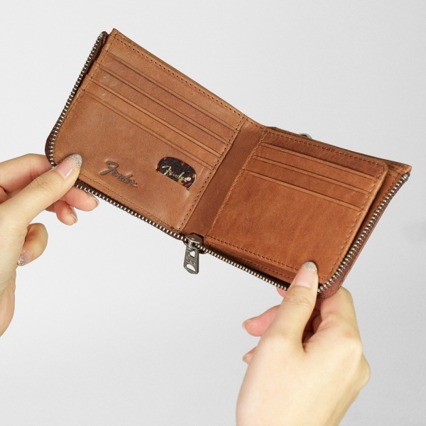 フェンダー Fender 二つ折り財布 モノグラムストラップ ギターピック付き L型ファスナー メンズ レディース レザー 各色 950-702 | ブランド [正規取扱店]