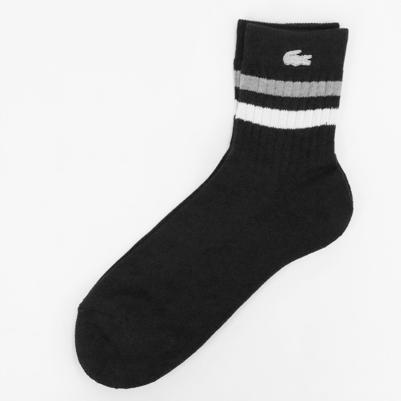ラコステ LACOSTE ソックス 1足組 ラインドアメリブ ショートソックス 靴下 メンズ ショート丈 スニーカー丈 日本製 リブ ボーダー ロゴ 2026年秋冬 新作 RA458J-99 | ブランド [正規取扱店]