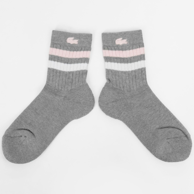 ラコステ LACOSTE ソックス 1足組 ラインドアメリブ ウィメンズ ショートソックス 靴下 レディース ショート丈  スニーカー丈 日本製 リブ ボーダー ロゴ 2026年秋冬 新作 RA464J-99 | ブランド [正規取扱店]