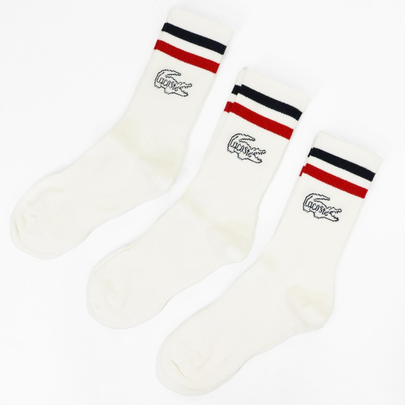 ラコステ LACOSTE ソックス 3足組 クルーフィット コットンソックス ヴィンテージ 3足セット 3P 靴下 メンズ レディース クルー丈 ミドルレングス ロゴ 2026年秋冬 新作 RA9191-10 | ブランド [正規取扱店]