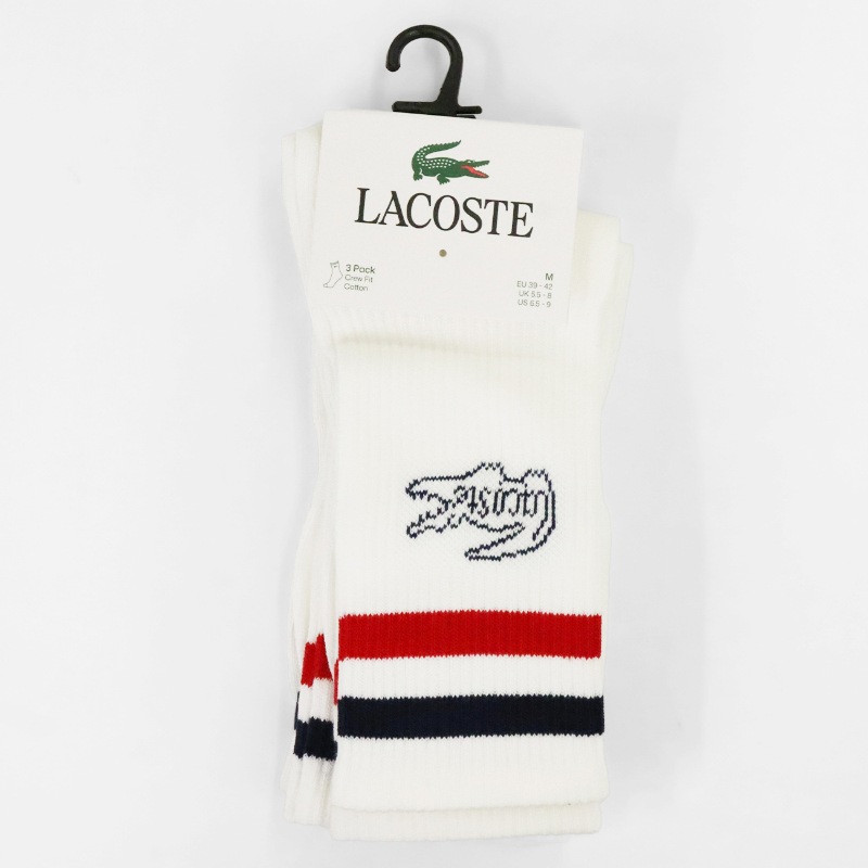ラコステ LACOSTE ソックス 3足組 クルーフィット コットンソックス ヴィンテージ 3足セット 3P 靴下 メンズ レディース クルー丈 ミドルレングス ロゴ 2026年秋冬 新作 RA9191-10 | ブランド [正規取扱店]