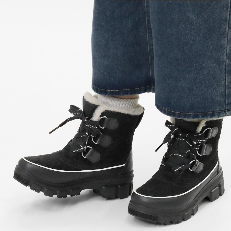 SOREL ウィンターブーツ ブラック ソレル SOREL ブーツ ウィットニー2プラス レース ウォータープルーフ