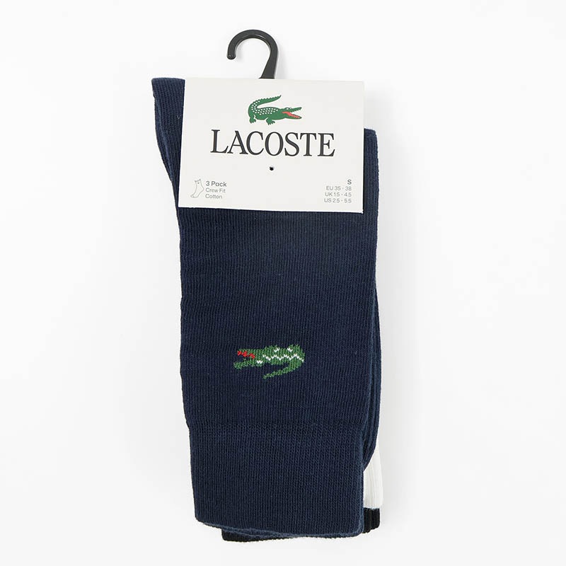 ラコステ LACOSTE ソックス 3足組 ジャージーニットソックス カジュアルソックス スポーツソックス 3足セット 3P 靴下 メンズ レディース クルー丈 ミドルレングス ロゴ 2026年秋冬 新作 RA9247-10 | ブランド [正規取扱店]