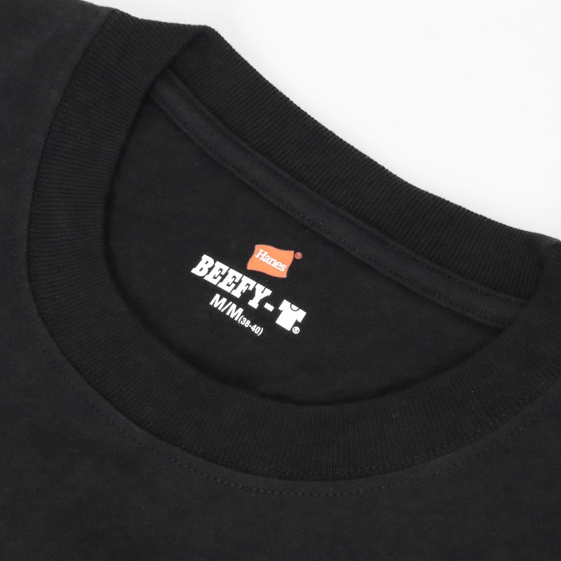 ヘインズ Hanes Tシャツ 半袖 ビーフィーT BEEFY-T クルーネック ヘビーウェイト 丸胴仕様 メンズ レディース トップス  2026SS 無地 S/M/L ブラック HM1-D001 090 | ブランド [正規取扱店]
