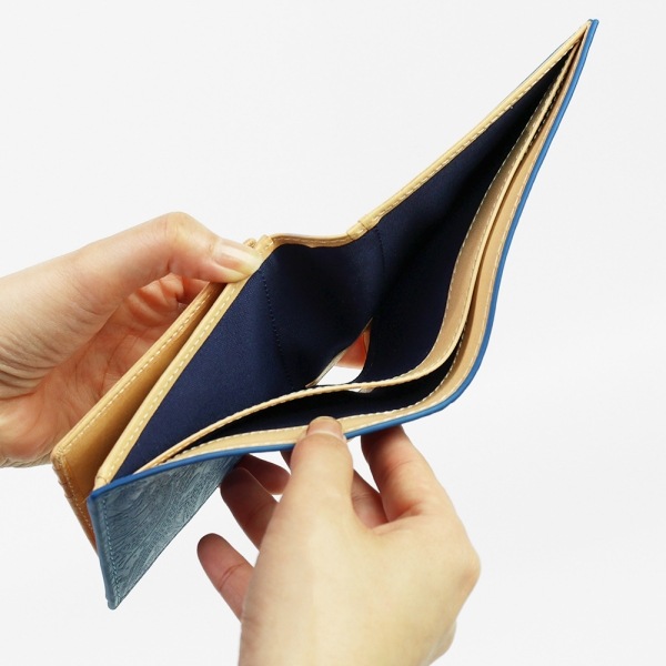 コーアイ KOI 二つ折り財布 藍染レザー メンズ レディース 藍染型押 ペイズリー 札入れ ミニ財布 本革 各色 ZYS-198 | ブランド [正規取扱店]