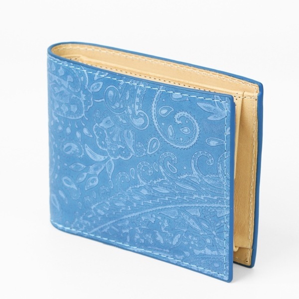 コーアイ KOI 二つ折り財布 藍染レザー メンズ レディース 藍染型押 ペイズリー 札入れ ミニ財布 本革 各色 ZYS-198 | ブランド [正規取扱店]
