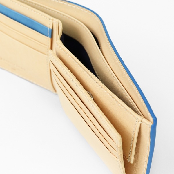 コーアイ KOI 二つ折り財布 藍染レザー メンズ レディース 藍染型押 ペイズリー 札入れ ミニ財布 本革 各色 ZYS-198 | ブランド [正規取扱店]