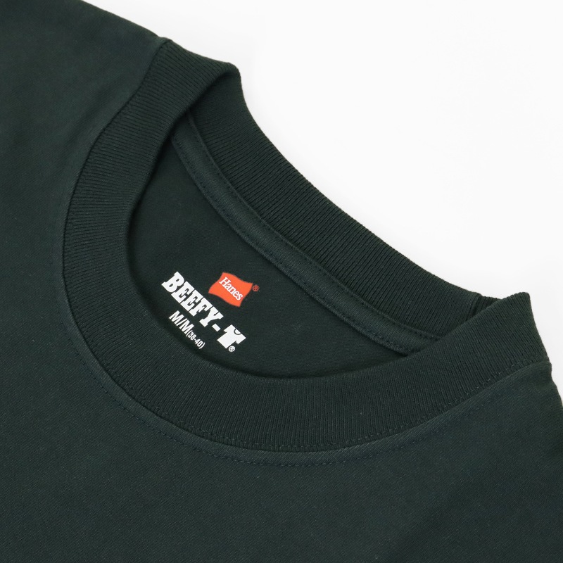 ヘインズ Hanes Tシャツ 半袖 ビーフィーT BEEFY-T クルーネック ヘビーウェイト 丸胴仕様 メンズ レディース トップス  2026SS 無地 S/M/L ダークグリーン HM1-D001 570 | ブランド [正規取扱店]