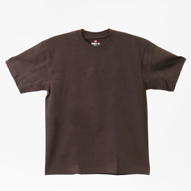 ヘインズ Hanes Tシャツ 半袖 ビーフィーT BEEFY-T クルーネック ヘビーウェイト 丸胴仕様 メンズ レディース トップス  2026SS 無地 S/M/L ダークブラウン HM1-D001 870 | ブランド [正規取扱店]