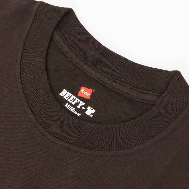 ヘインズ Hanes Tシャツ 半袖 ビーフィーT BEEFY-T クルーネック ヘビーウェイト 丸胴仕様 メンズ レディース トップス  2026SS 無地 S/M/L ダークブラウン HM1-D001 870 | ブランド [正規取扱店]