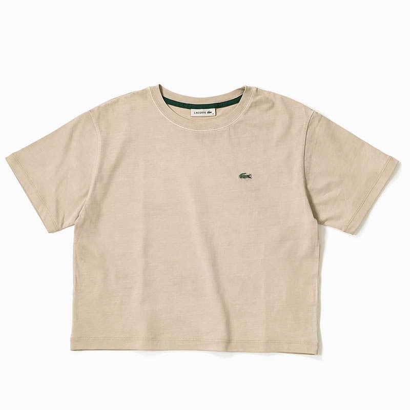 ラコステ LACOSTE Tシャツ 半袖 ピグメントダイ クロップド レディース クルーネック リラックスフィット トップス 無地 ロゴ S/M/L 2026年秋冬 新作 TF026J-99 | ブランド [正規取扱店]